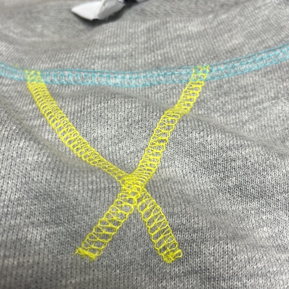 NWT Crown & Ivy Light Gray Sweatshirt with yellow, pink, and aqua stitching - Picture 5 of 6